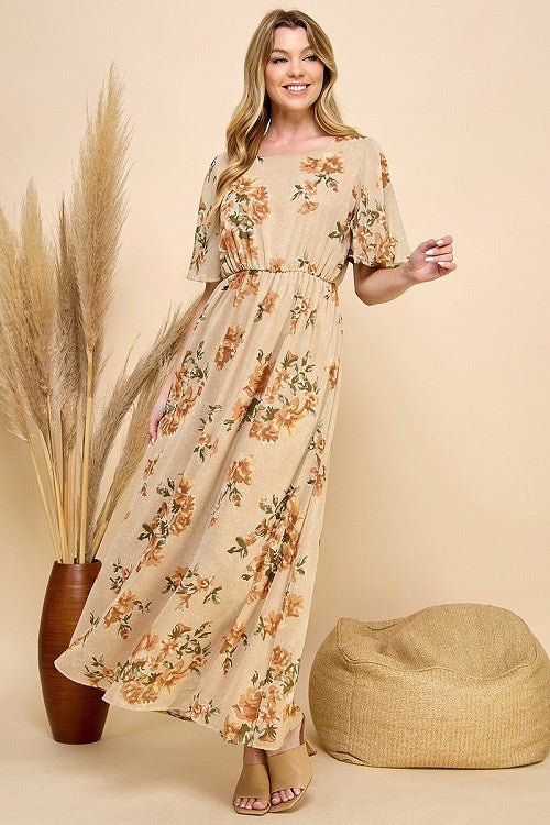 Floral Maxi Dress in Natural Hues