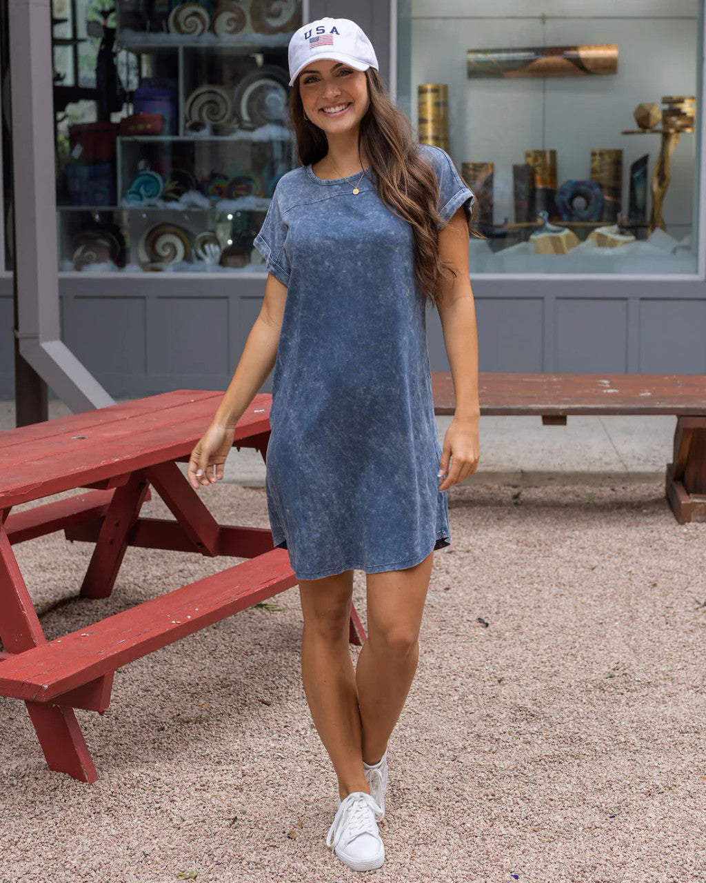 Grace and Lace Mineral Washed T-Shirt Dress in Washed Navy Sublime Boutique Grace and Lace Mineral Washed T-Shirt Dress in Washed Navy Sublime Boutique