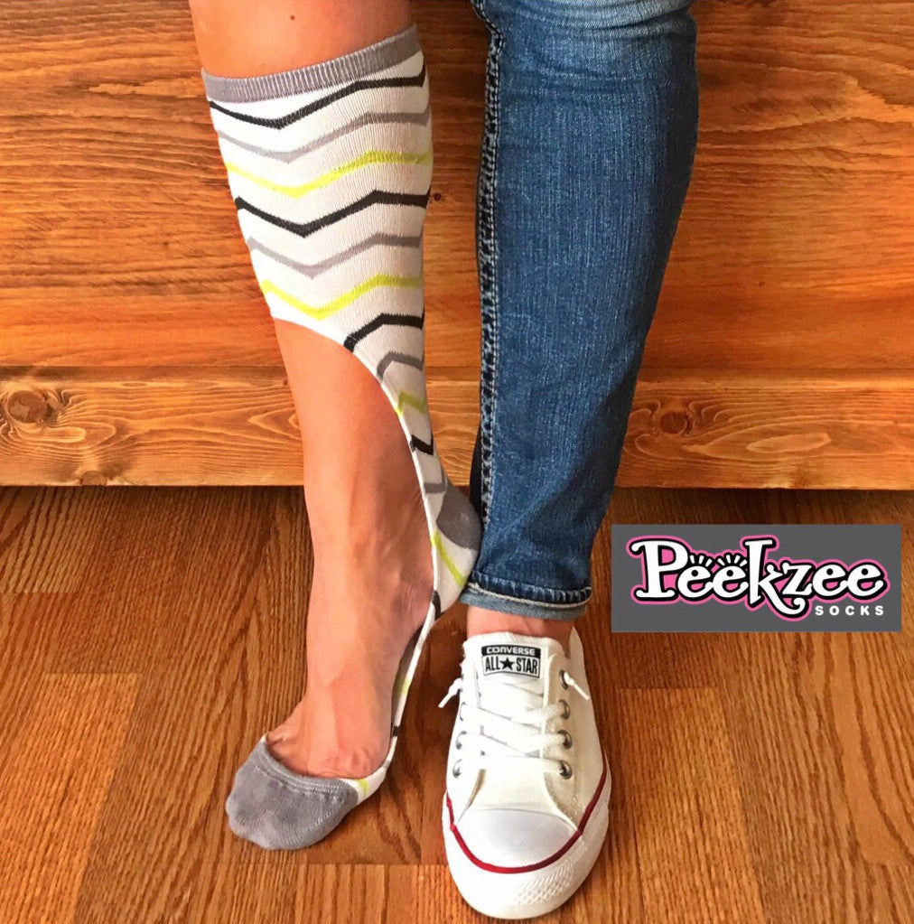 Peekzee Socks No slip No show Socks Chevron