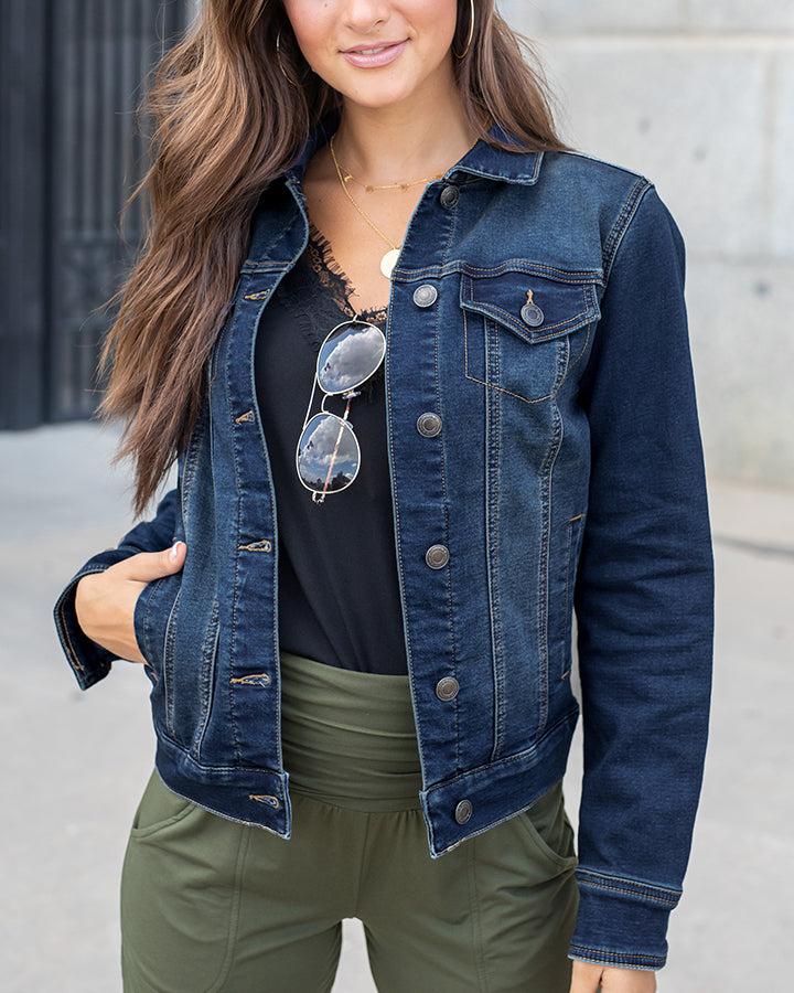 Grace and Lace Ultimate Stretch Denim Jacket - Dark Wash