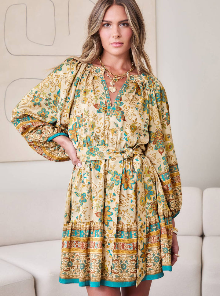 Paisley Border Printed Mini Dress