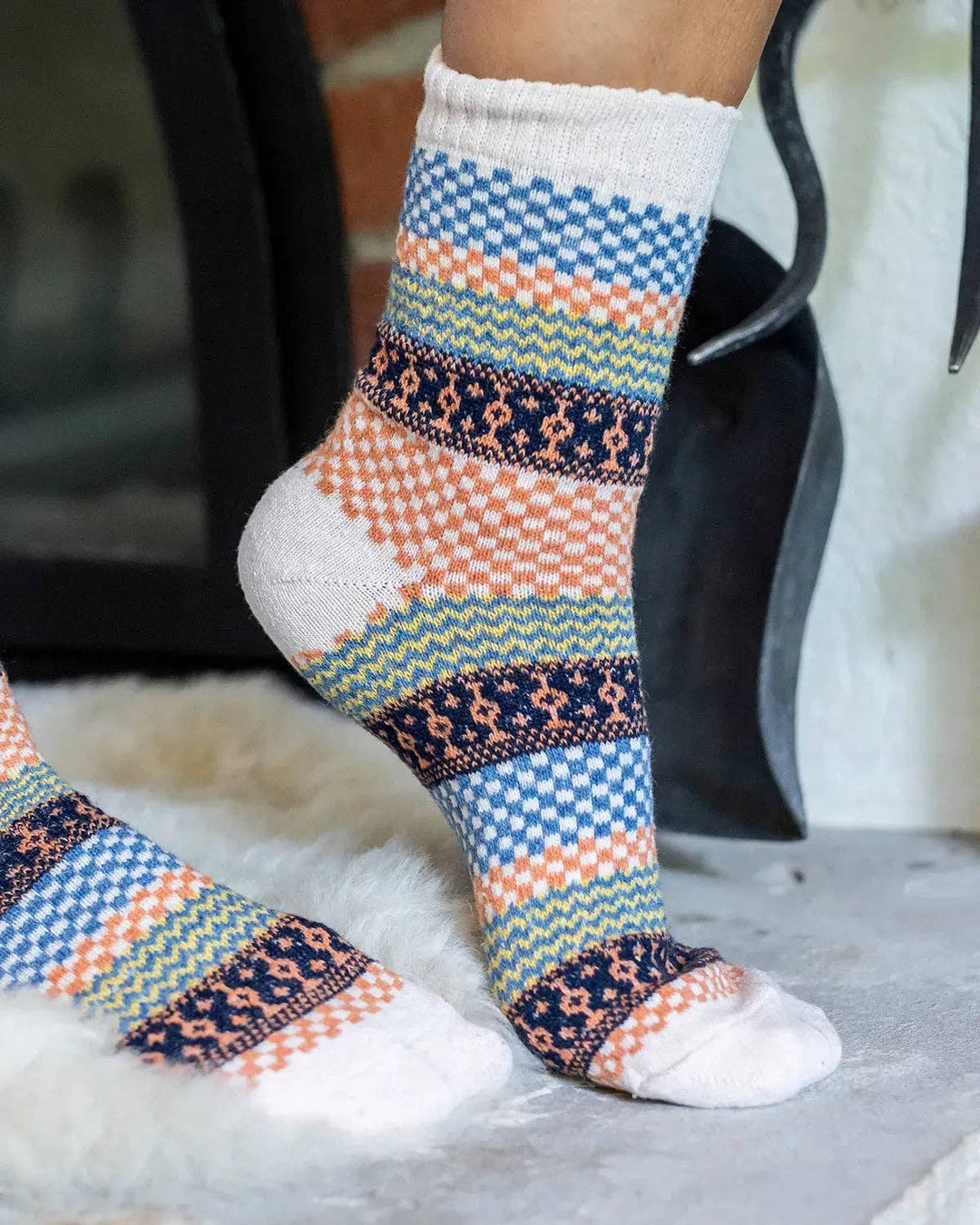 Knit Cozy Crew Socks in Oat