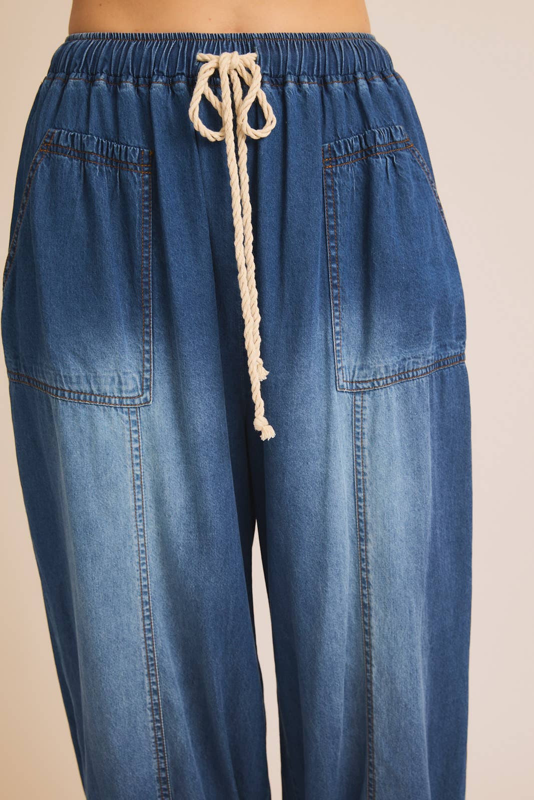 GILLI DRAW STRING WAIST WIDE JOGGER JEAN