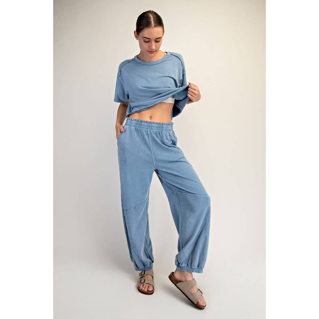 RAE MODE MINERAL WASHED TERRY BUTTER JOGGER PANTS - DUSTY PINK