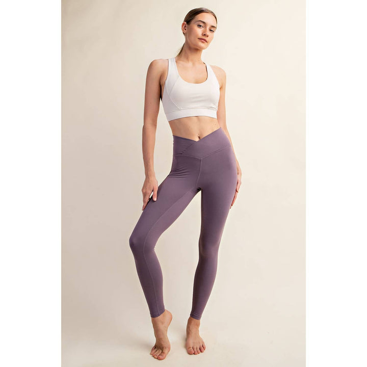 V WAIST FULL LENGTH LEGGINGS - Espresso