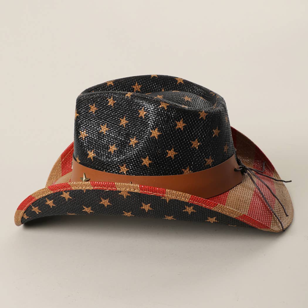 USA Stars Straw Cowboy Hat