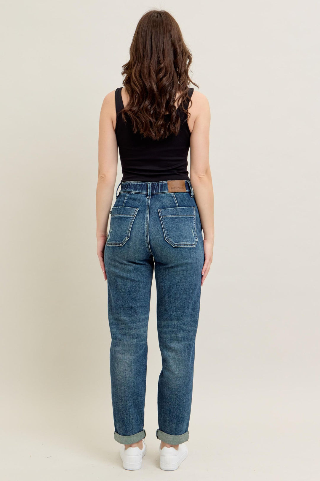 Judy Blue High Waist Vintage Wash Jogger w/ Navy Drawstring
