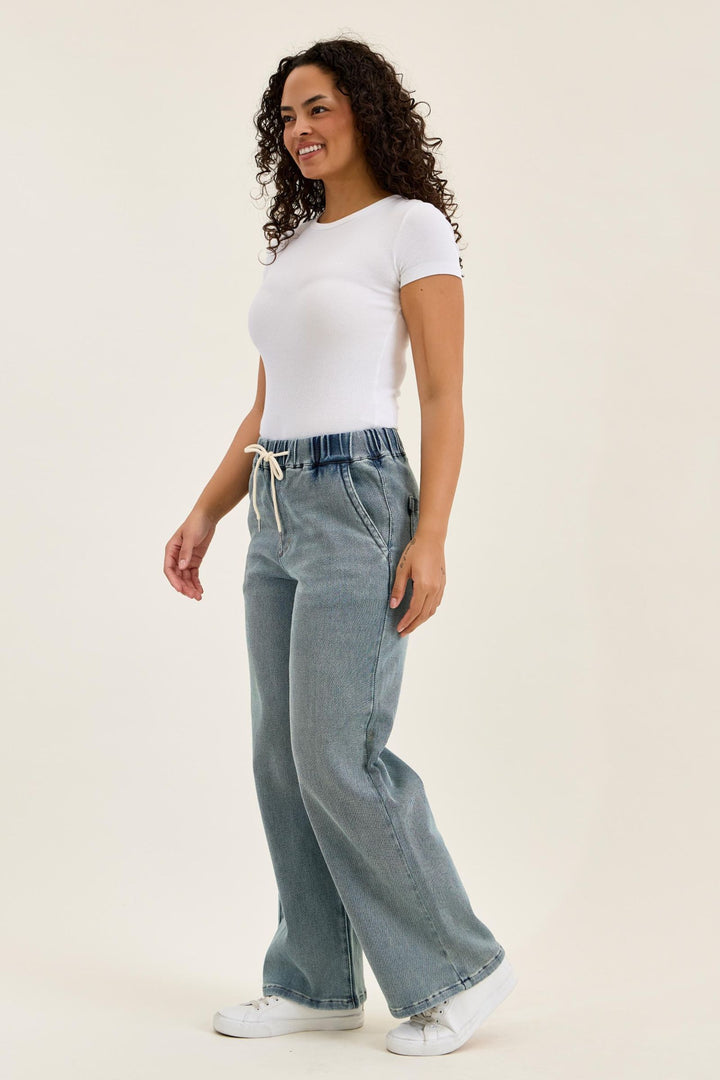 Judy Blue High Waist WILHELMINA Baggy MD Aged Stone Blue (Knit Indigo)