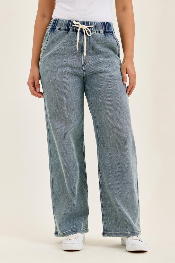 Judy Blue High Waist WILHELMINA Baggy MD Aged Stone Blue (Knit Indigo)
