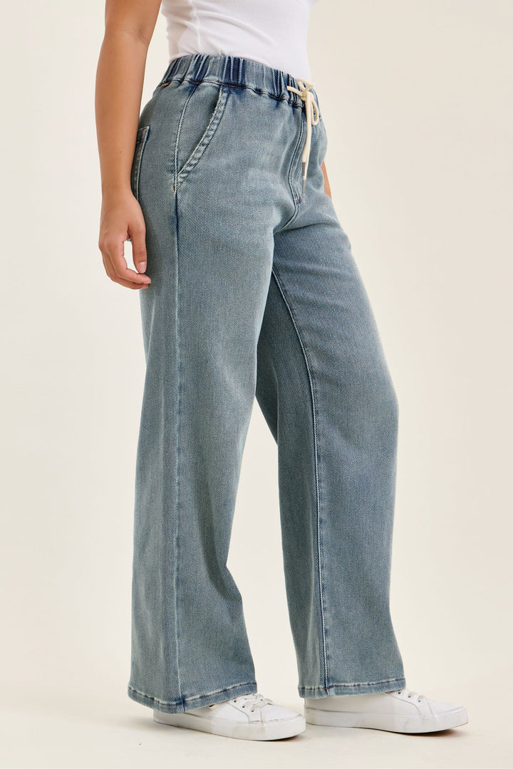 Judy Blue High Waist WILHELMINA Baggy MD Aged Stone Blue (Knit Indigo)