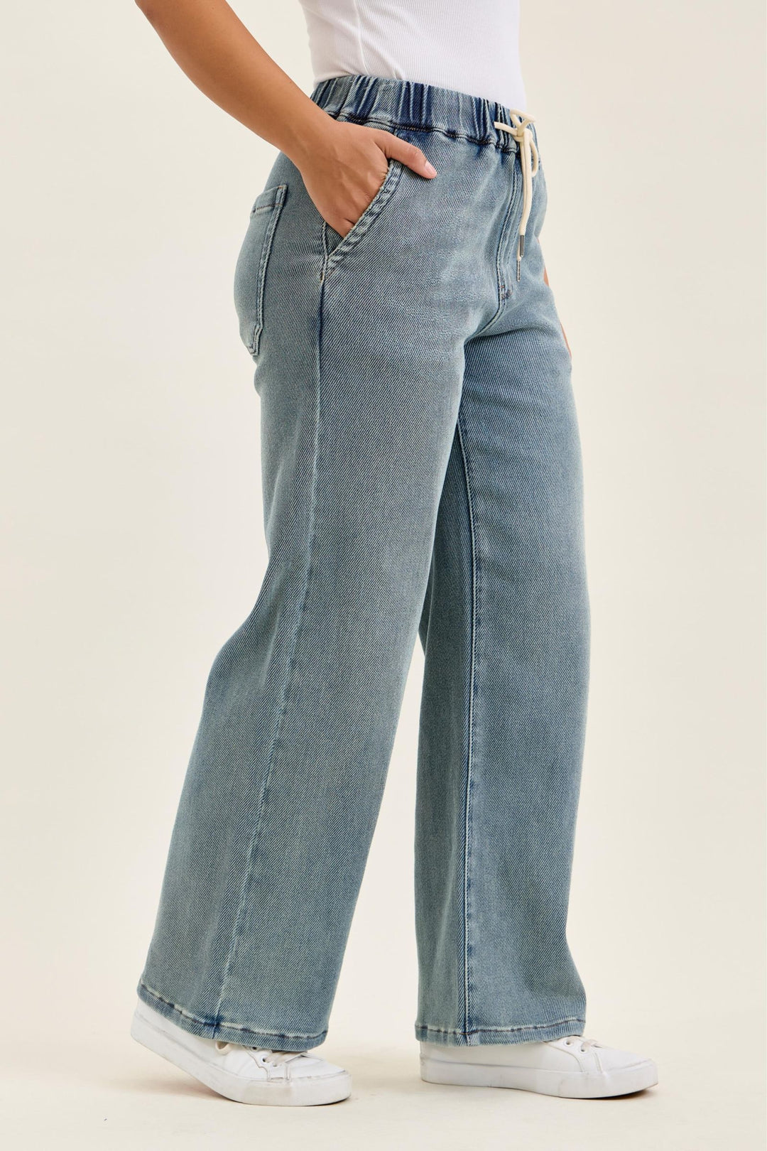 Judy Blue High Waist WILHELMINA Baggy MD Aged Stone Blue (Knit Indigo)