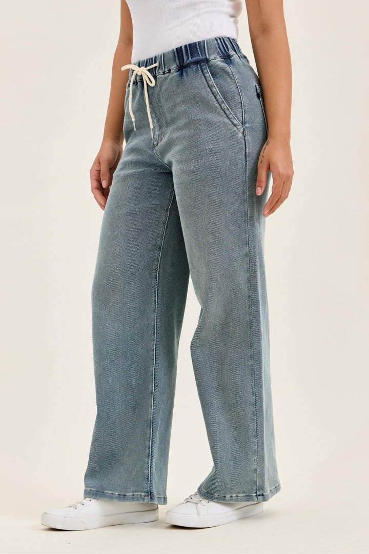 Judy Blue High Waist WILHELMINA Baggy MD Aged Stone Blue (Knit Indigo)