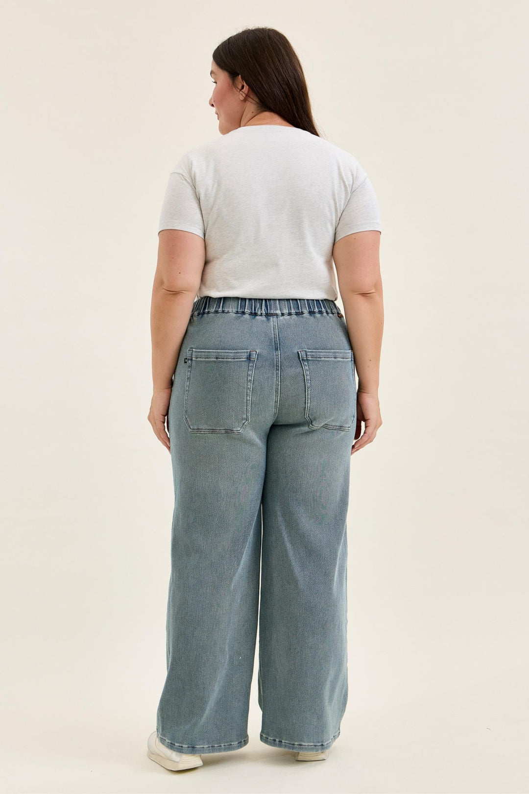 Judy Blue High Waist WILHELMINA Baggy MD Aged Stone Blue (Knit Indigo) - Plus Sizes