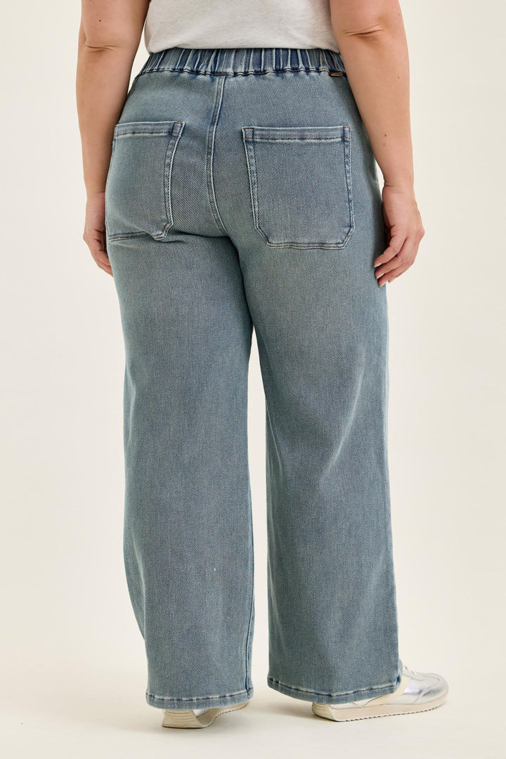 Judy Blue High Waist WILHELMINA Baggy MD Aged Stone Blue (Knit Indigo) - Plus Sizes