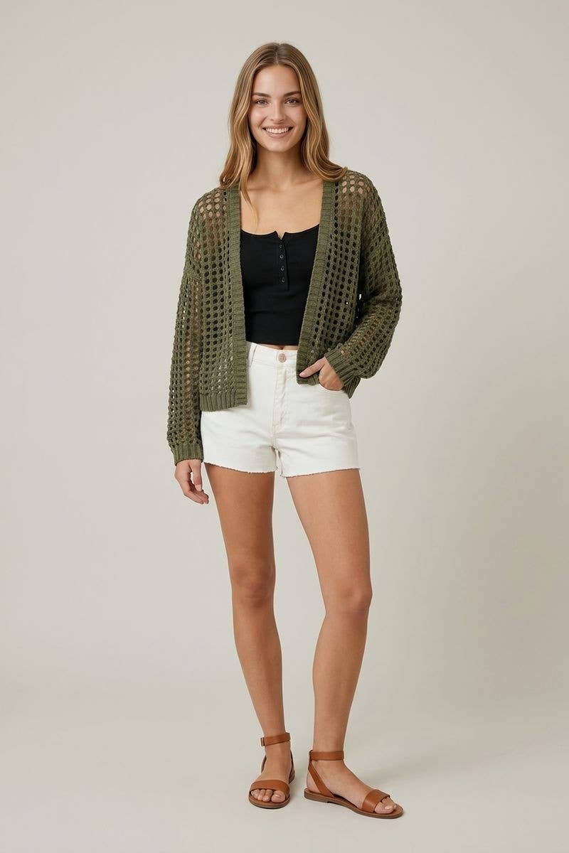 Breezy Does It Crochet Cardigan - Olive