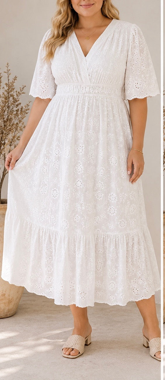 Forever Yours Eyelet Plus Maxi Dress - Plus Size