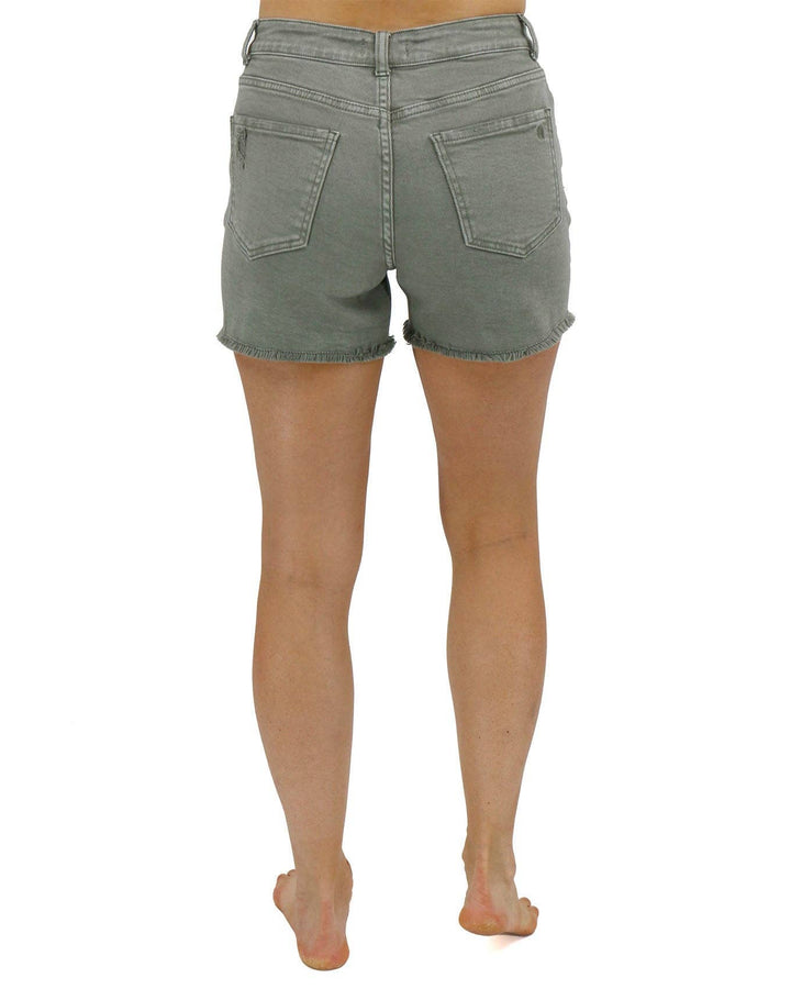 Casual Colored Denim Shorts in Olive