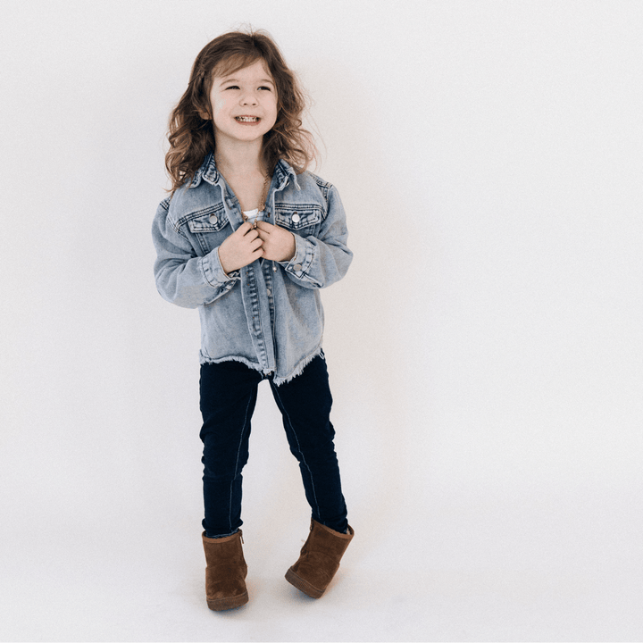 Better Together Raw Hem Denim Jacket - Kids