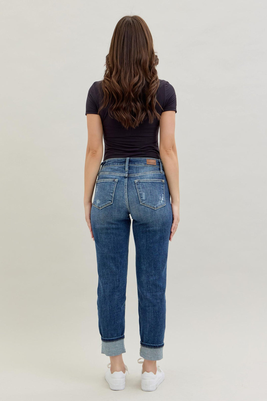 Judy Blue Midrise Cuffed/Uncuffed Destroy Boyfriend Jeans