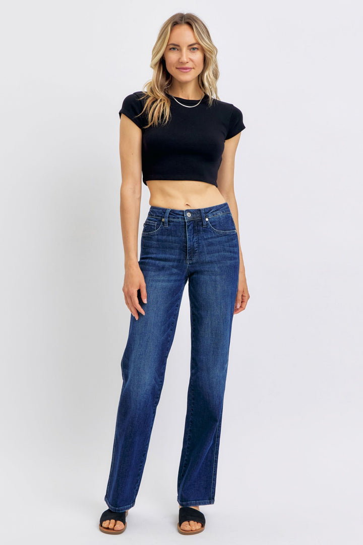 Judy Blue Mid Rise Tummy Control Classic Straight Jeans - Plus Sizes