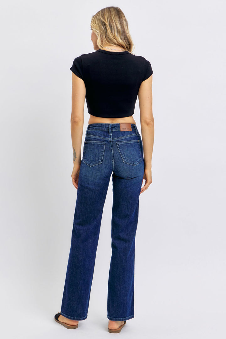 Judy Blue Mid Rise Tummy Control Classic Straight Jeans - Plus Sizes