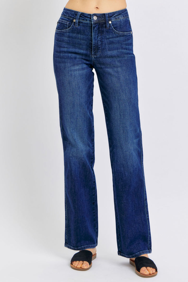 Judy Blue Mid Rise Tummy Control Classic Straight Jeans - Plus Sizes
