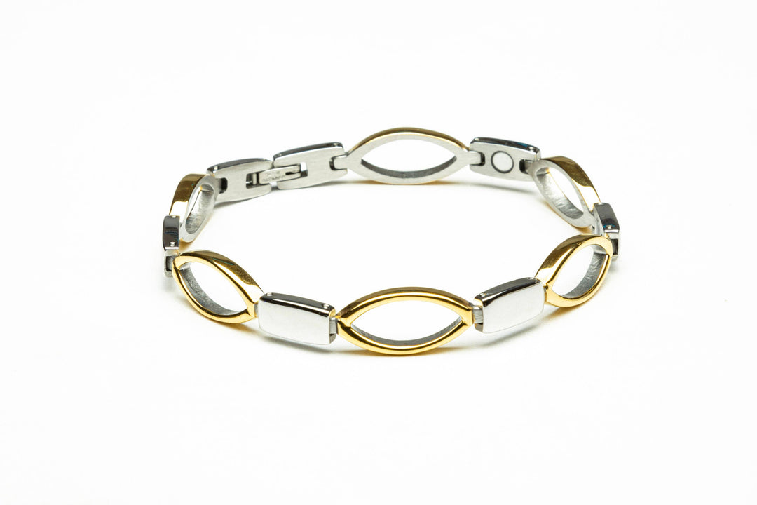 Silver & Gold Plated Stainless Steel Magnetic Bracelet