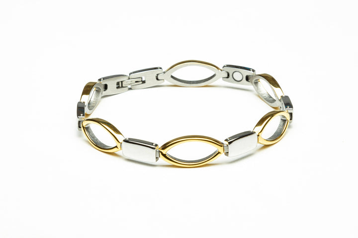 Silver & Gold Plated Stainless Steel Magnetic Bracelet