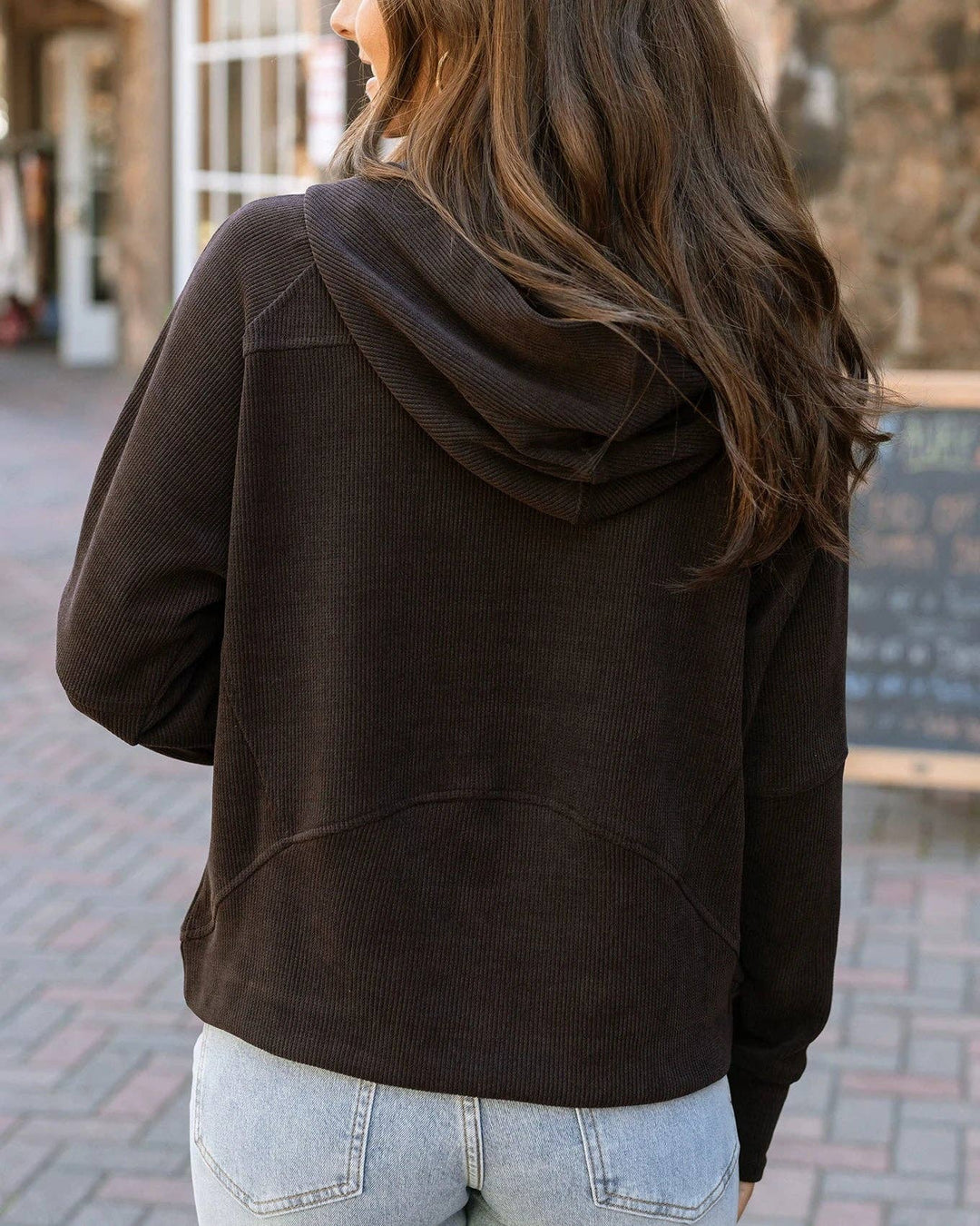 Corded Pullover Hoodie in Java