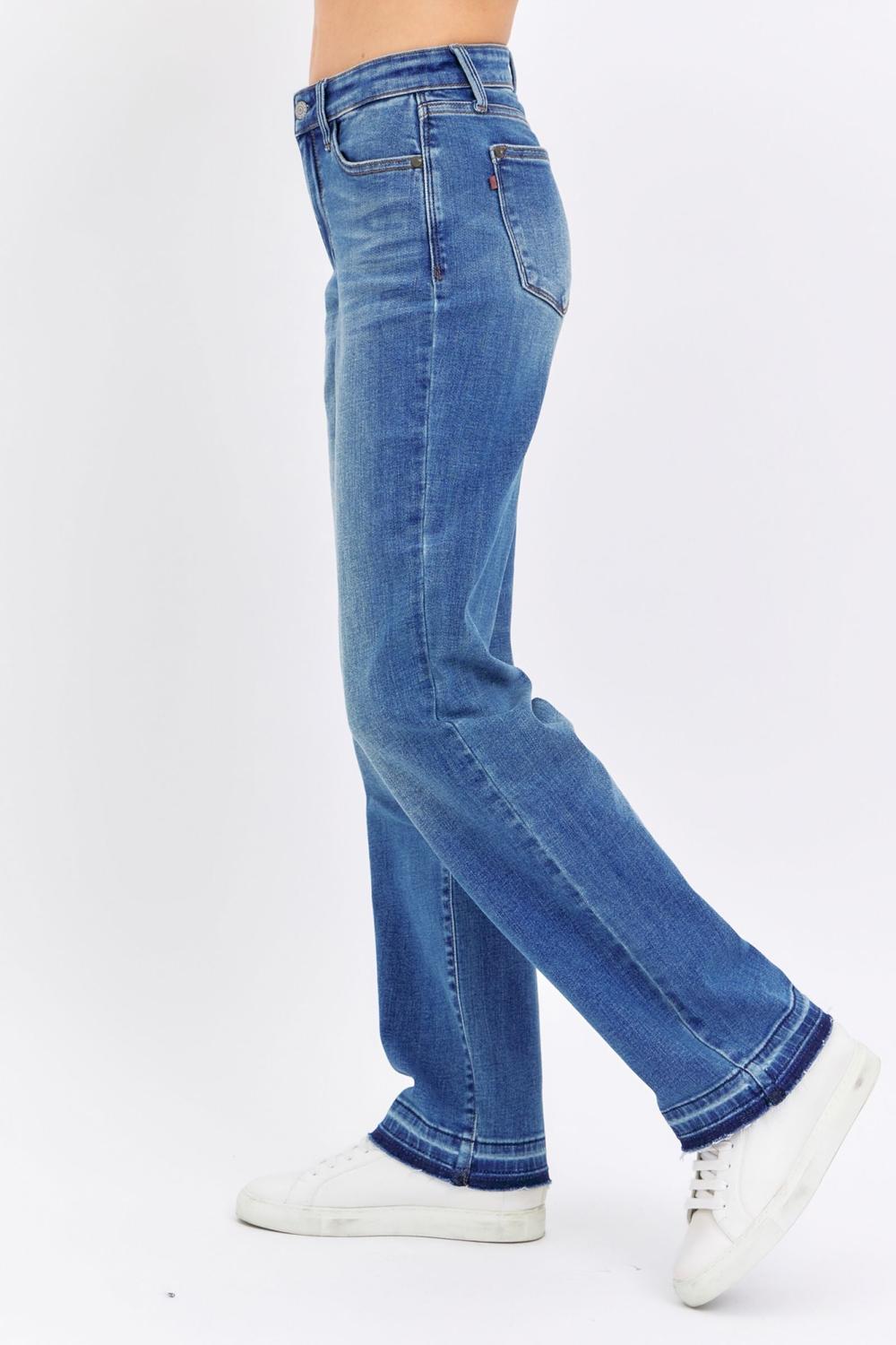 Judy Blue Mid Rise Release Hem Dad Denim Jeans