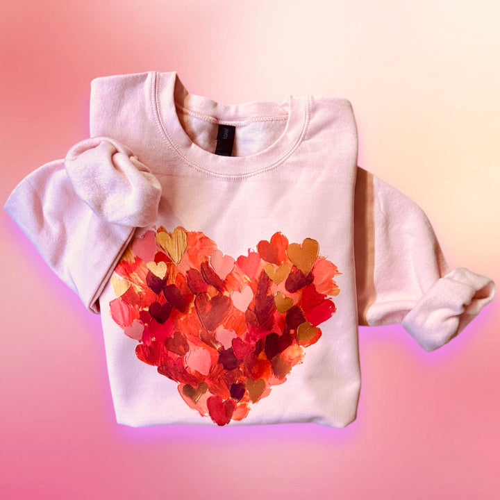 Brushstroke Valentine Watercolor Heart Graphic Sweatshirt