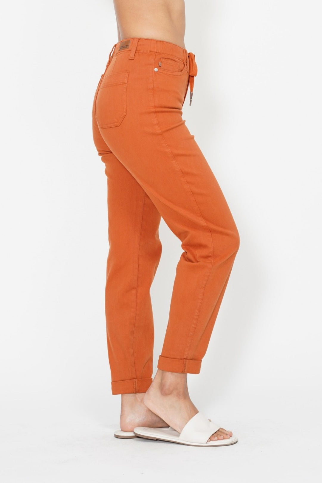 Judy Blue High Waist Garment Dyed Cuffed Jogger - Orange