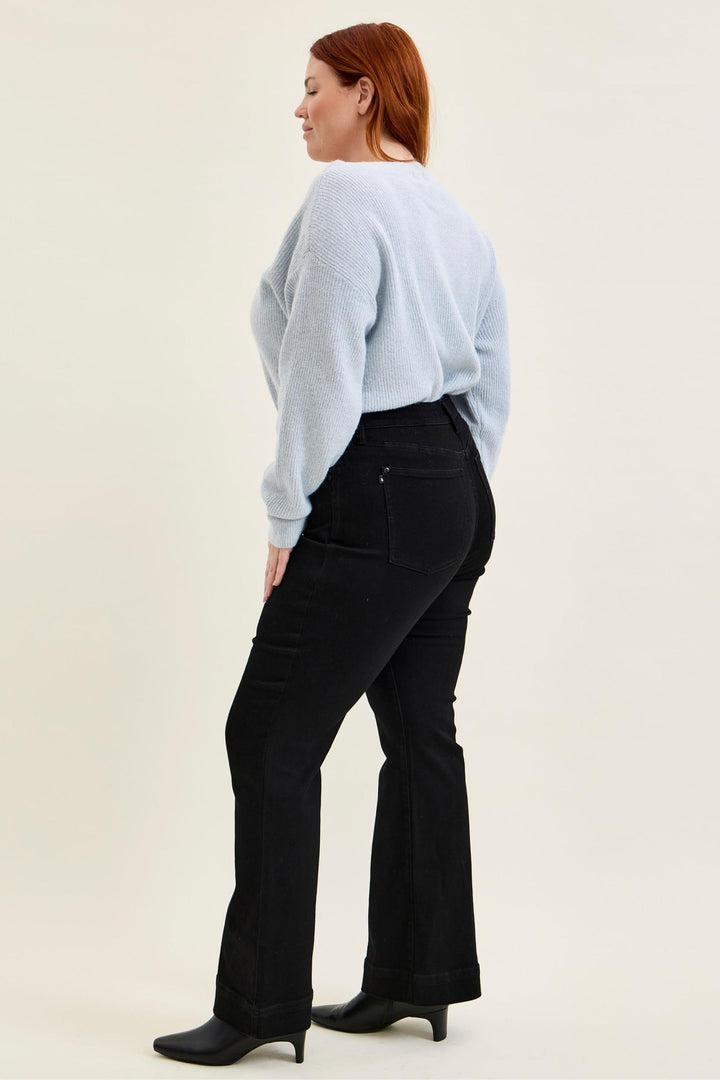 Judy Blue High Waist Tummy Control DAISY Bootcut Black Edit Jeans - Plus