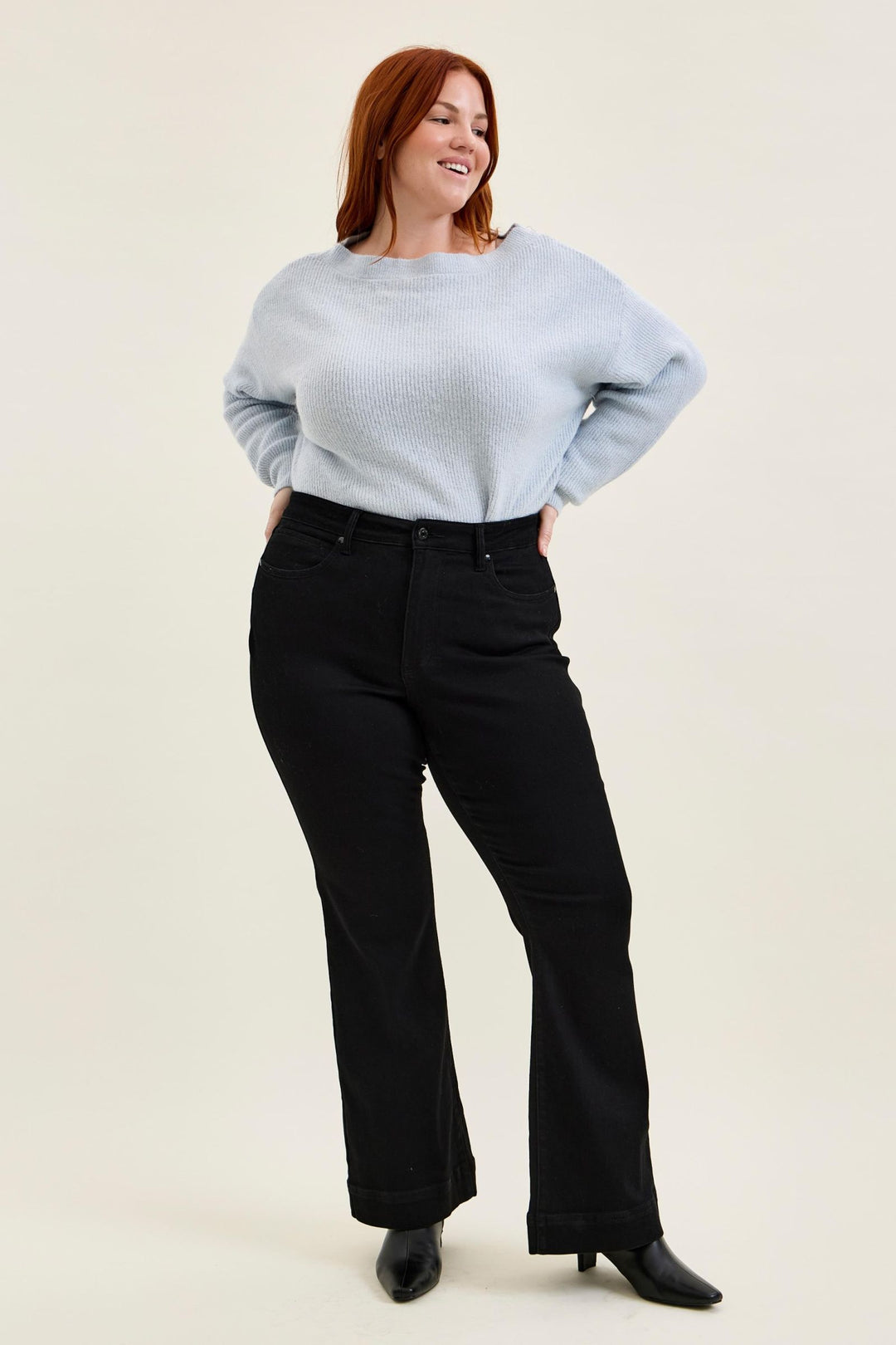 Judy Blue High Waist Tummy Control DAISY Bootcut Black Edit Jeans - Plus