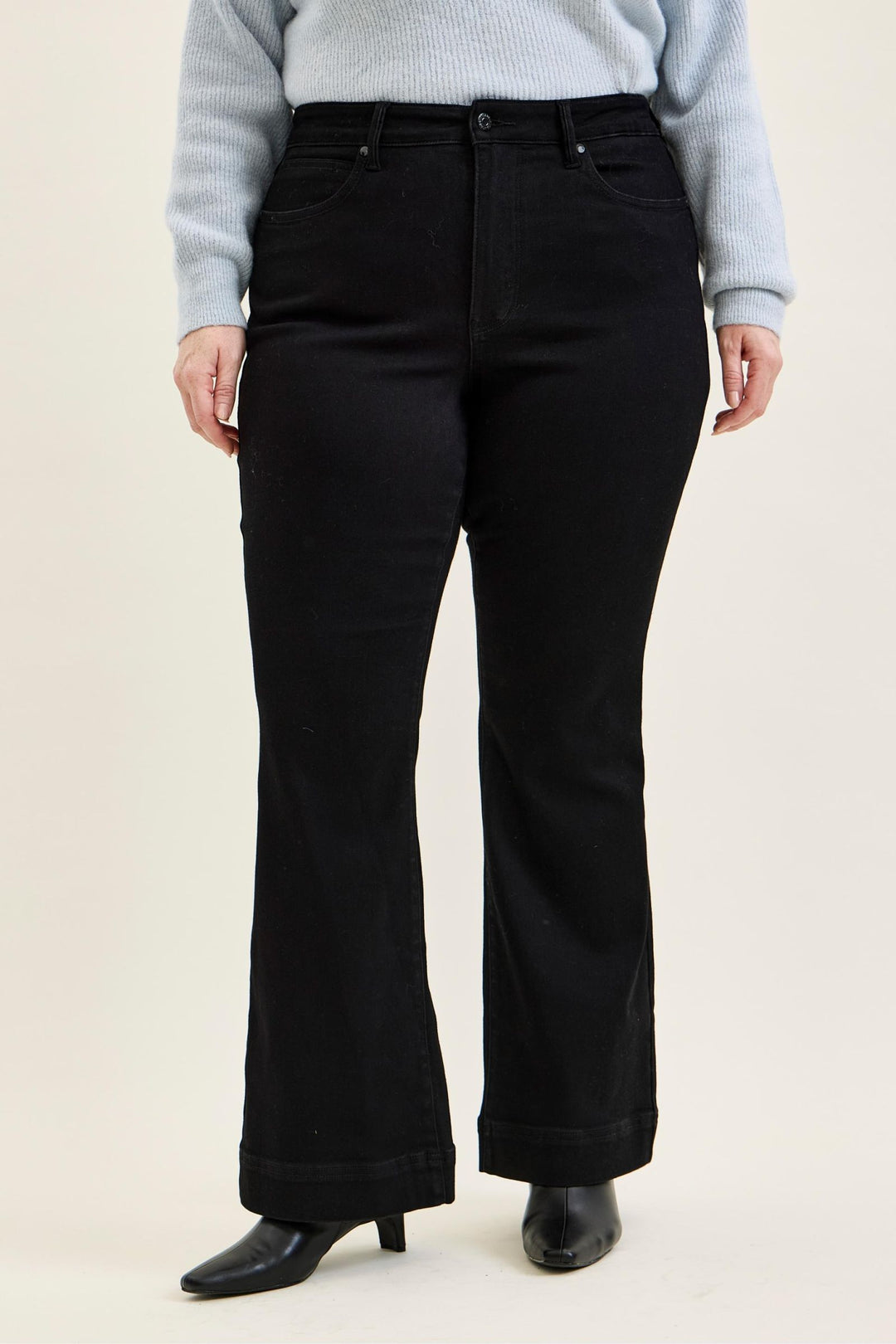 Judy Blue High Waist Tummy Control DAISY Bootcut Black Edit Jeans - Plus