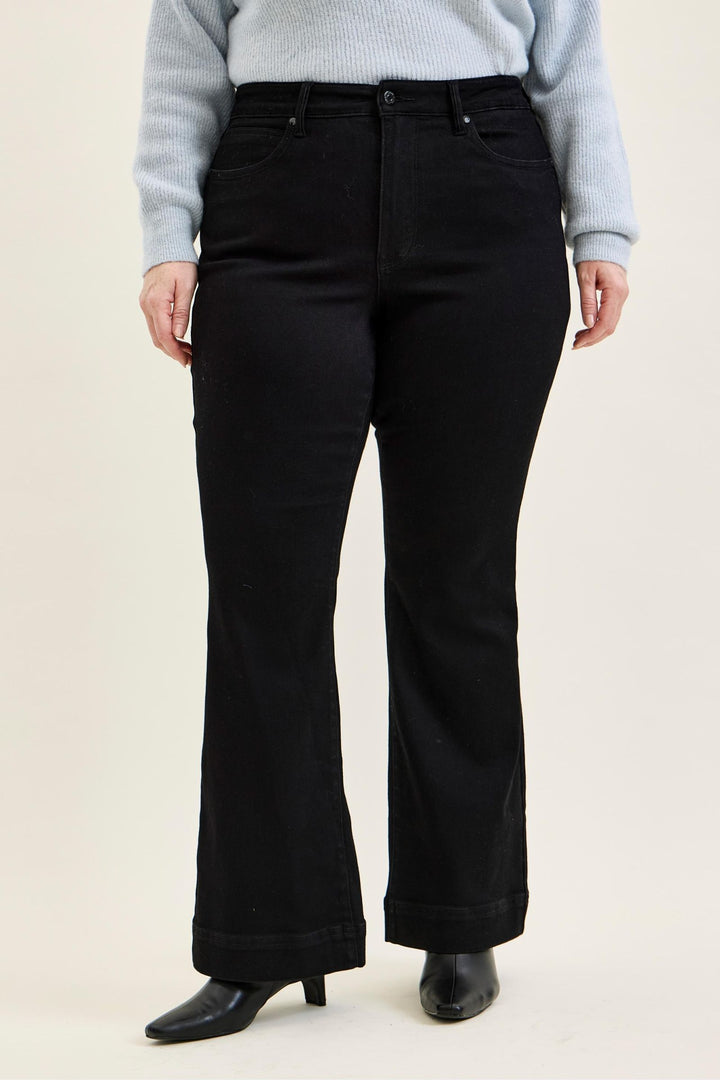 Judy Blue High Waist Tummy Control DAISY Bootcut Black Edit Jeans - Plus