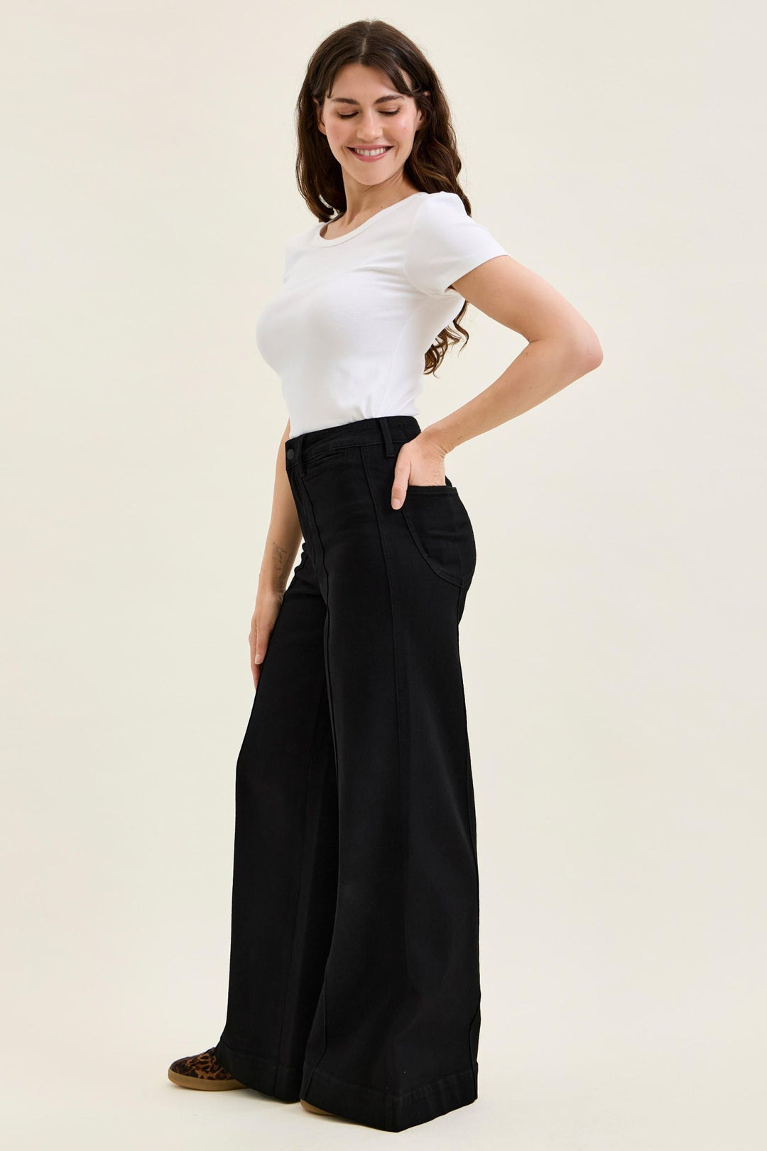 Judy Blue High Waist LIZA Palazzo Black Edit Jean