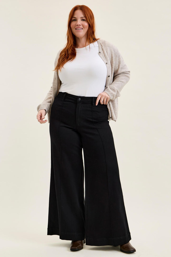 Judy Blue High Waist LIZA Palazzo Black Edit Jean - Plus Size