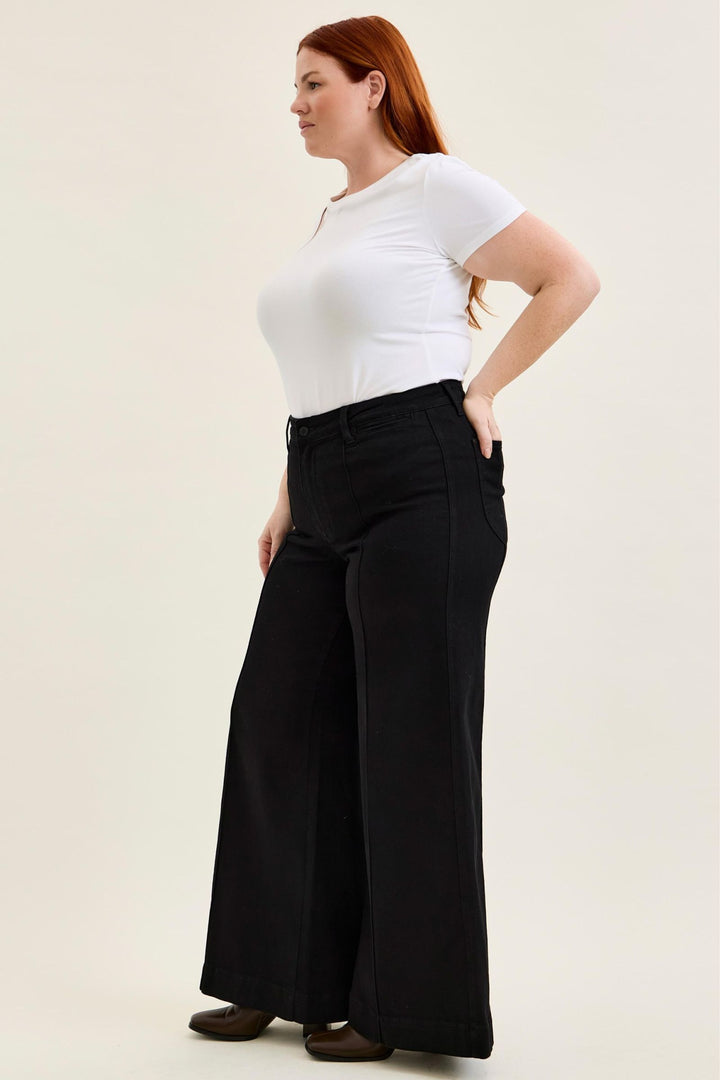 Judy Blue High Waist LIZA Palazzo Black Edit Jean - Plus Size