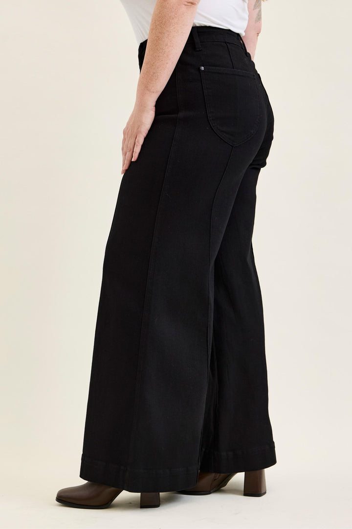 Judy Blue High Waist LIZA Palazzo Black Edit Jean - Plus Size