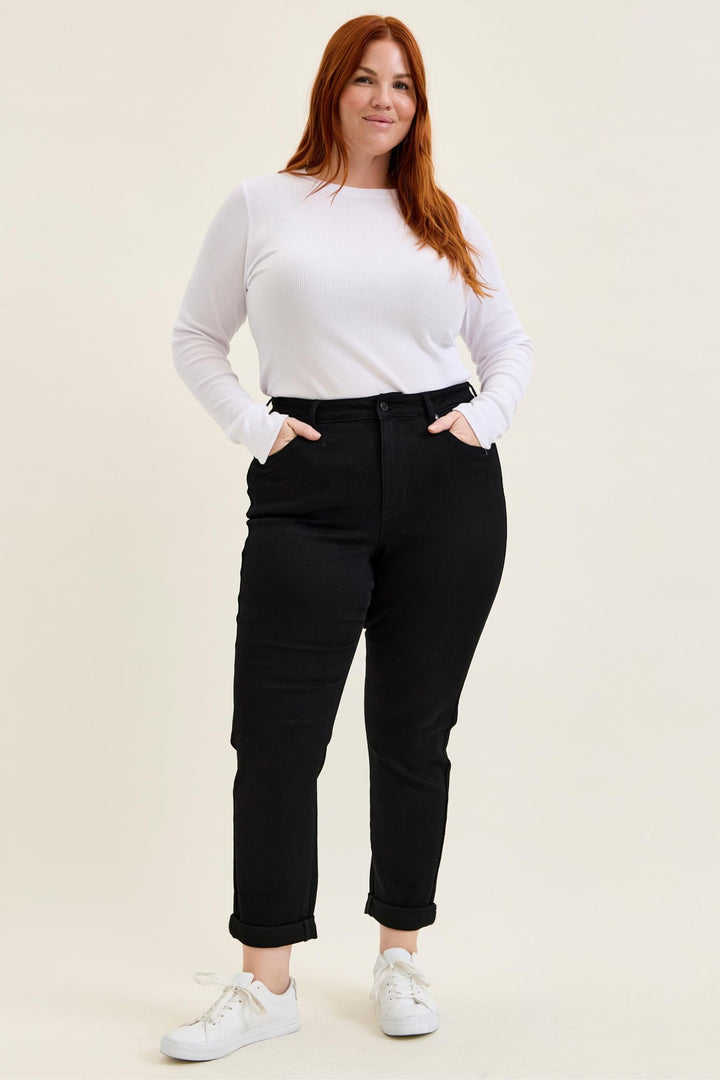 Judy Blue High Waist TARA Girlfriend Black Edit Jeans - Plus