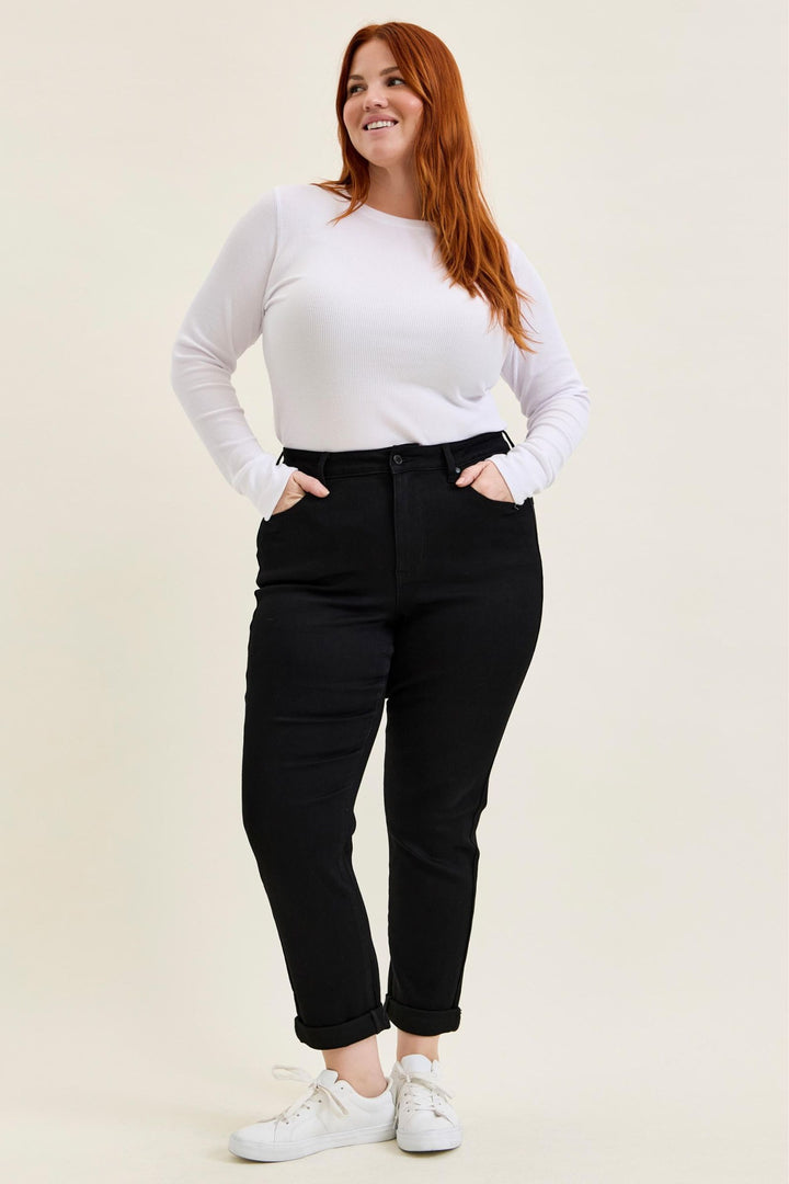 Judy Blue High Waist TARA Girlfriend Black Edit Jeans - Plus