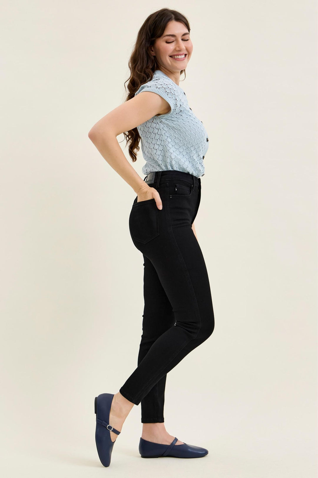 Judy Blue High Waist Tummy Control SIENNA Skinny Black Edit Jean
