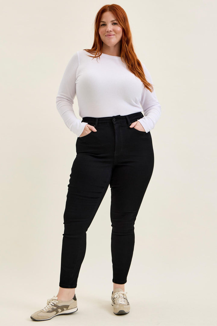 Judy Blue High Waist Tummy Control SIENNA Skinny Black Edit - Plus