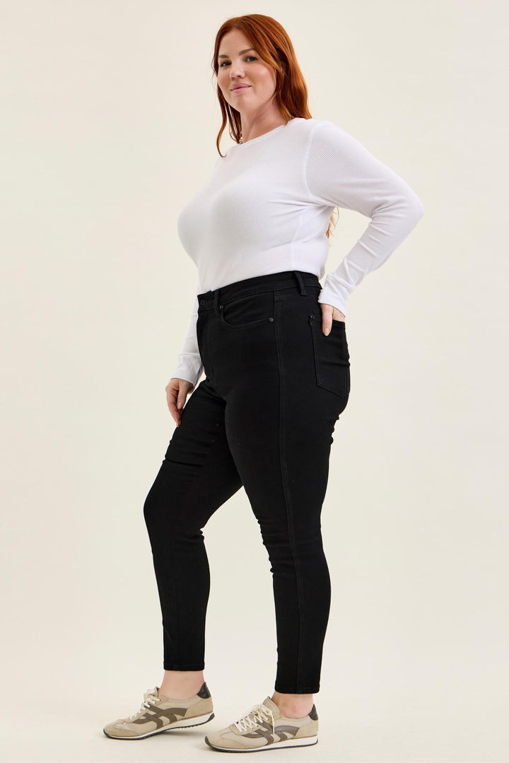 Judy Blue High Waist Tummy Control SIENNA Skinny Black Edit - Plus