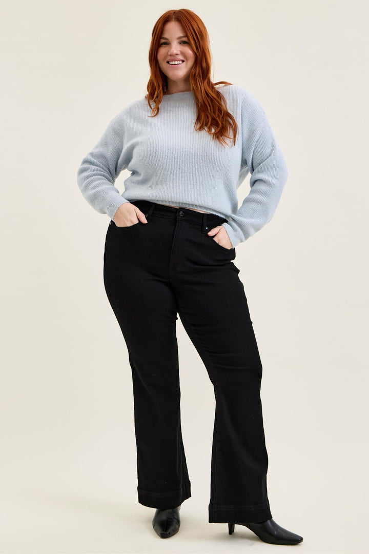 Judy Blue High Waist Tummy Control DAISY Bootcut Black Edit Jeans - Plus