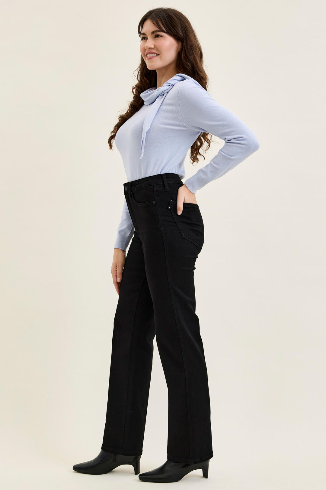 Judy Blue High Waist Tummy Control KIMBERLY Classic Straight Black Edit Jeans
