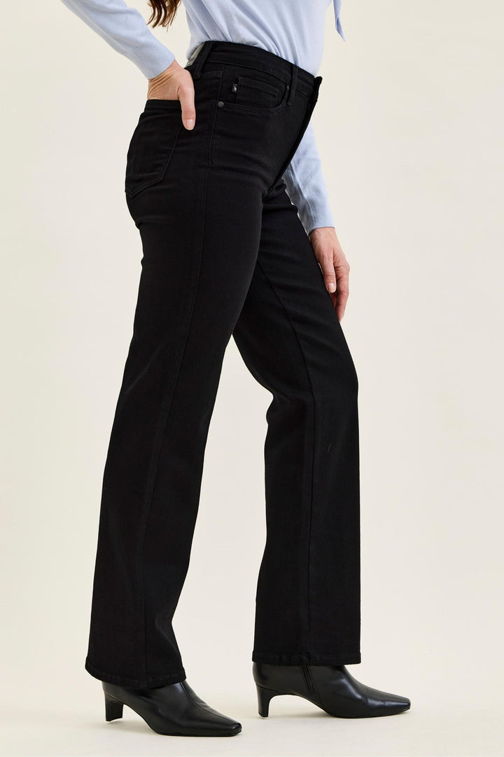 Judy Blue High Waist Tummy Control KIMBERLY Classic Straight Black Edit Jeans