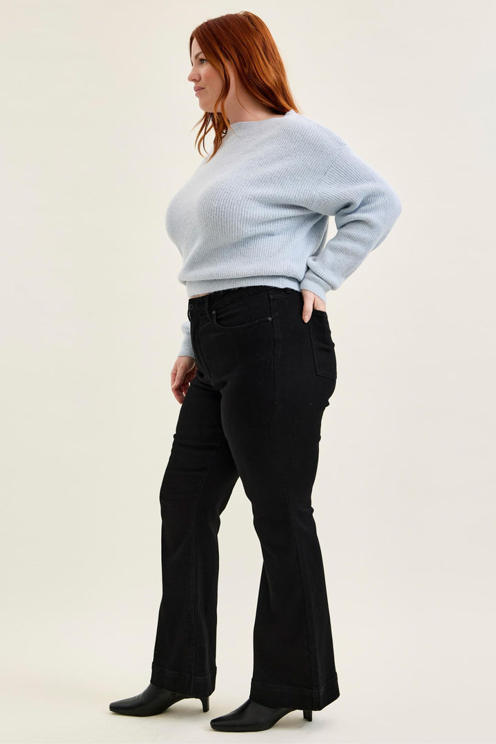 Judy Blue High Waist Tummy Control DAISY Bootcut Black Edit Jeans - Plus