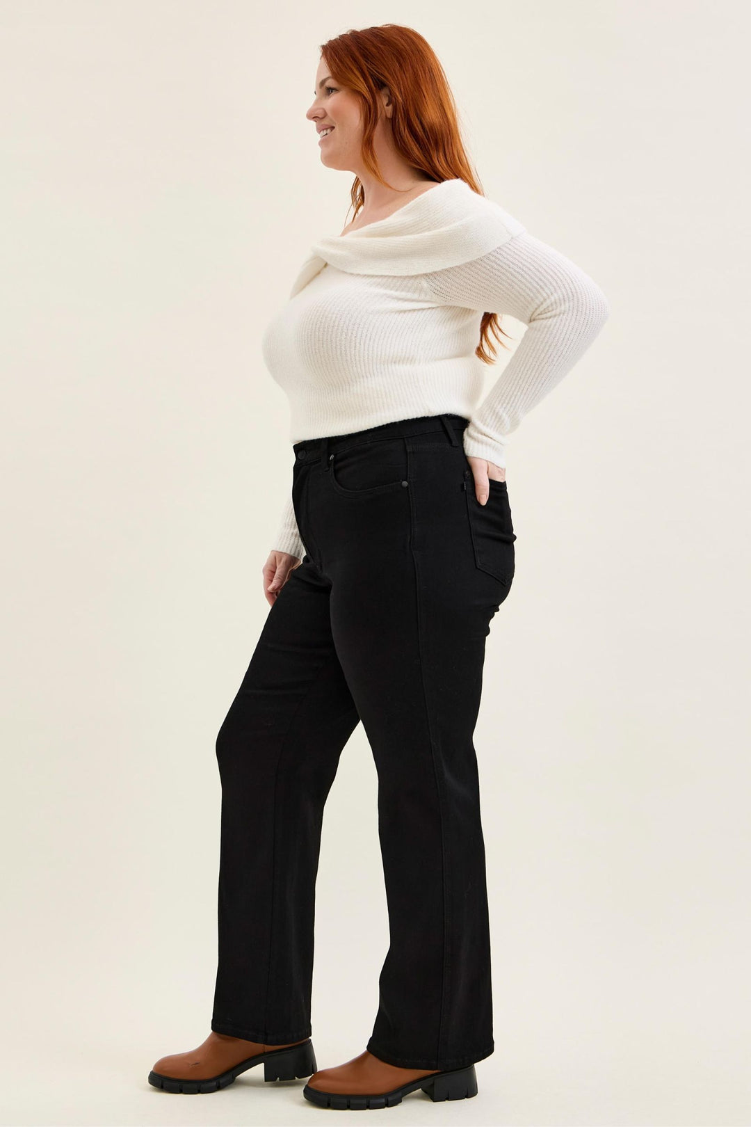 Judy Blue High Waist Tummy Control KIMBERLY Classic Straight Black Edit Jean - Plus